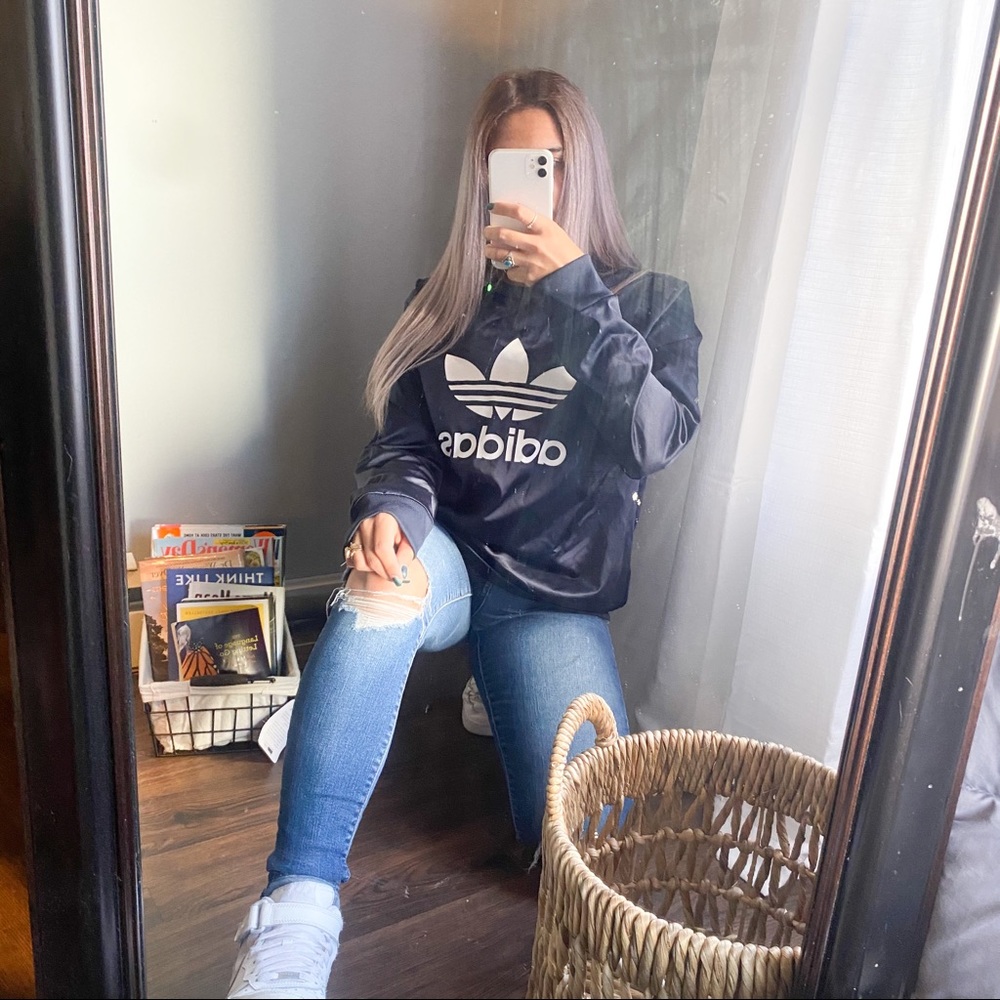 Adidas trefoil silk crewneck pullover